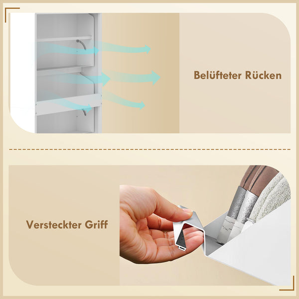 Schuhschrank schmal Wandmontage mit 3 Klappfächern Metall weiss