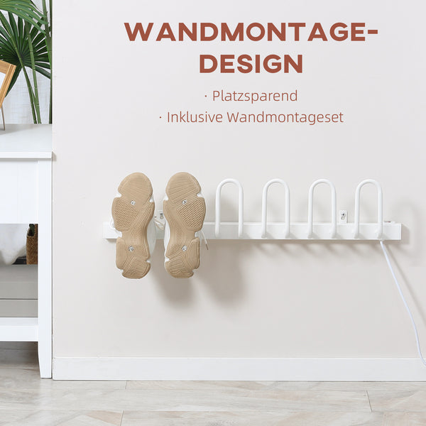 Schuhtrockner elektrisch zur Wandmontage für mehrere Schuhe weiss