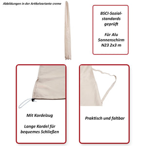 Schutzhülle Alu Sonnenschirm 2x3m Abdeckhülle mit Kordelzug anthrazit