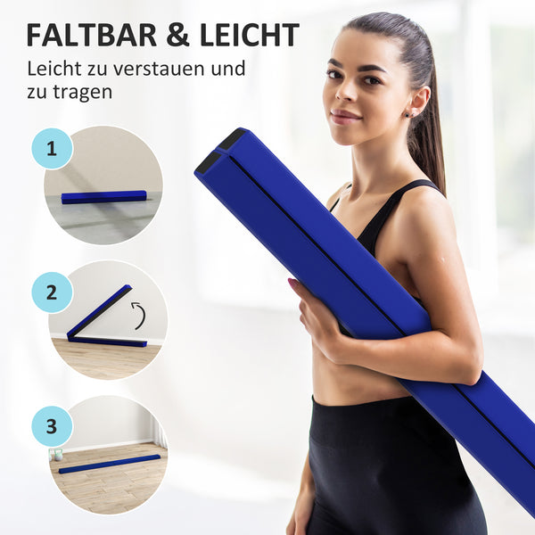 Schwebebalken faltbar rutschfest für Kinder 2,4m blau