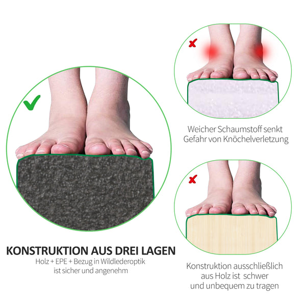 Schwebebalken faltbar rutschfest für Kinder Holz Wildleder