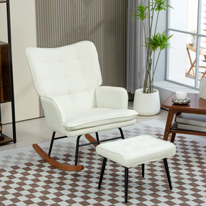 Schaukelstuhl Stillsessel für Wohnzimmer & Schlafzimmer mit Hocker ergonomisch