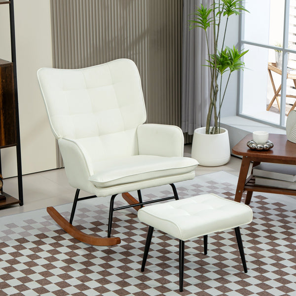 Schaukelstuhl Stillsessel für Wohnzimmer & Schlafzimmer mit Hocker ergonomisch