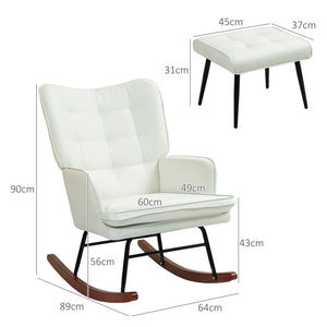 Schaukelstuhl Stillsessel für Wohnzimmer & Schlafzimmer mit Hocker ergonomisch