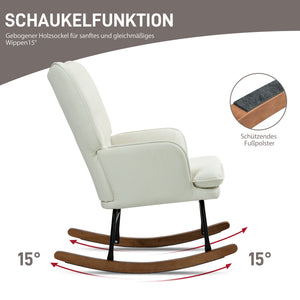 Schaukelstuhl Stillsessel für Wohnzimmer & Schlafzimmer mit Hocker ergonomisch
