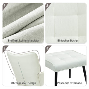 Schaukelstuhl Stillsessel für Wohnzimmer & Schlafzimmer mit Hocker ergonomisch