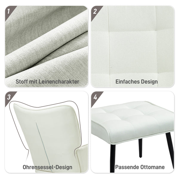 Schaukelstuhl Stillsessel für Wohnzimmer & Schlafzimmer mit Hocker ergonomisch