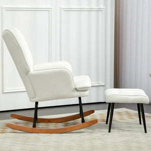 Schaukelstuhl Stillsessel für Wohnzimmer & Schlafzimmer mit Hocker ergonomisch