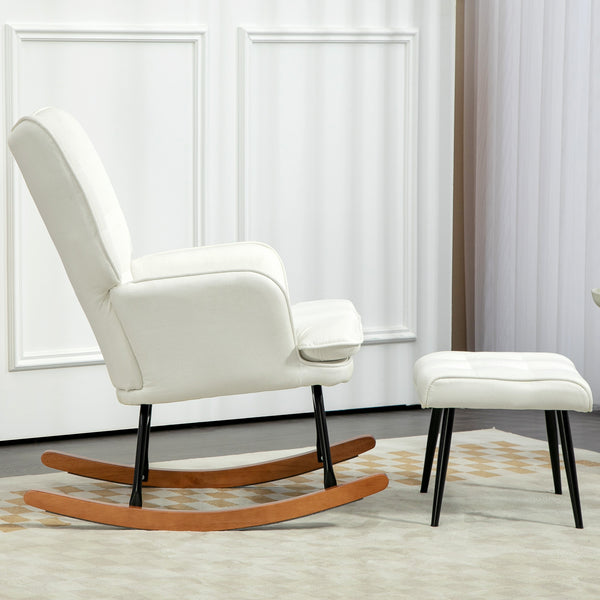 Schaukelstuhl Stillsessel für Wohnzimmer & Schlafzimmer mit Hocker ergonomisch
