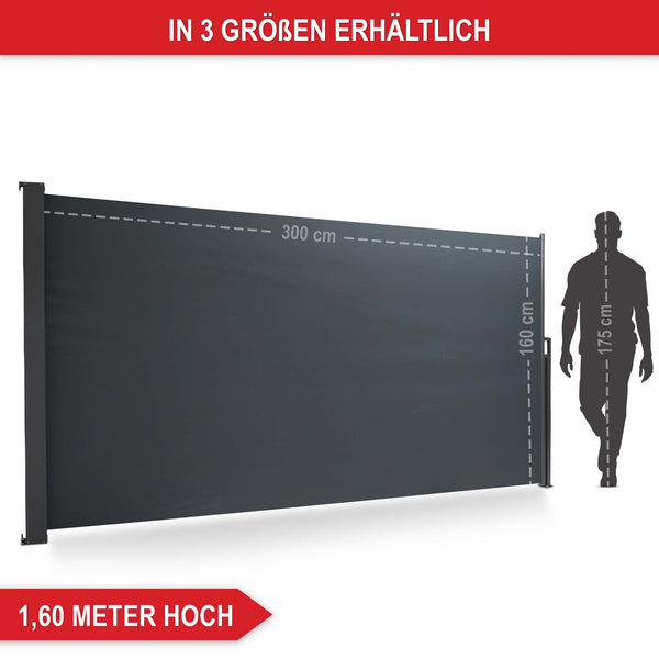 Tenda da sole laterale 160x300cm frangivento frangivista flessibile