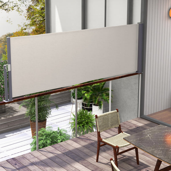 Seitenmarkise 300x100cm UV-Schutz Windschutz Hellgrau