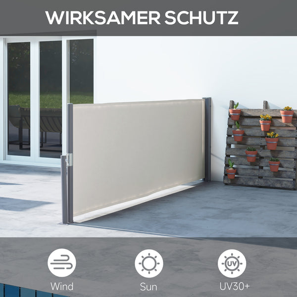 Seitenmarkise 300x100cm UV-Schutz Windschutz Hellgrau