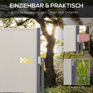Seitenmarkise 300x100cm UV-Schutz Windschutz Hellgrau