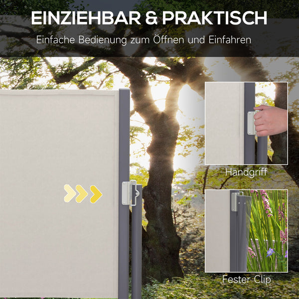Seitenmarkise 300x100cm UV-Schutz Windschutz Hellgrau