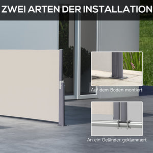 Seitenmarkise 300x100cm UV-Schutz Windschutz Hellgrau