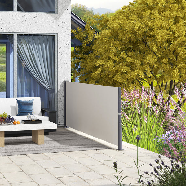 Seitenmarkise 300x100cm UV-Schutz Windschutz Hellgrau