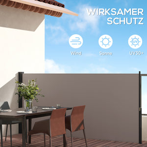 Seitenmarkise Sichtschutz ausziehbar für Balkon 3m hellgrau