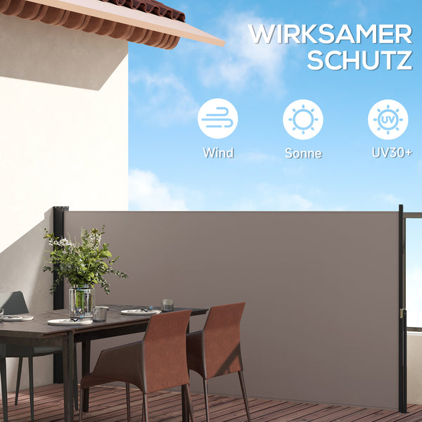 Seitenmarkise Sichtschutz ausziehbar für Balkon 3m hellgrau