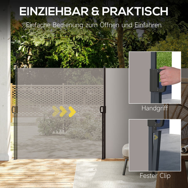 Seitenmarkise Sichtschutz ausziehbar für Balkon 3m hellgrau