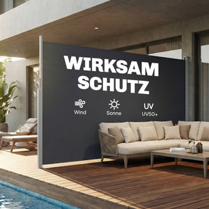 Seitenmarkise Sichtschutz ausziehbar wasserabweisend UV dunkelgrau