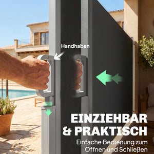 Seitenmarkise Sichtschutz ausziehbar wasserabweisend UV dunkelgrau