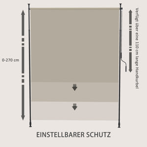 Seitenmarkise höhenverstellbar ohne Bohren mit Handkurbel