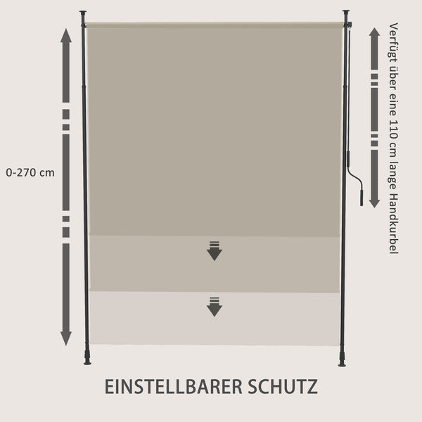 Seitenmarkise höhenverstellbar ohne Bohren mit Handkurbel