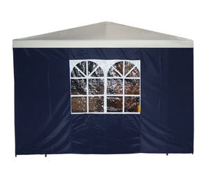 Seitenplane für Pavillon, 3x1,9 Meter, Polyester blau mit Fenster
