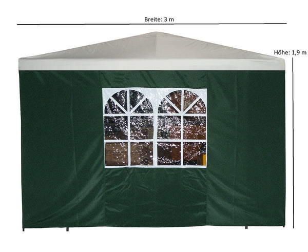 Seitenplane für Pavillon, 3x1,9 Meter, Polyester grün mit Fenster