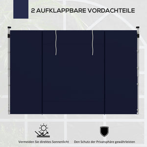 Seitenwände 3x3/3x6m mit Fenster & Tür Blau