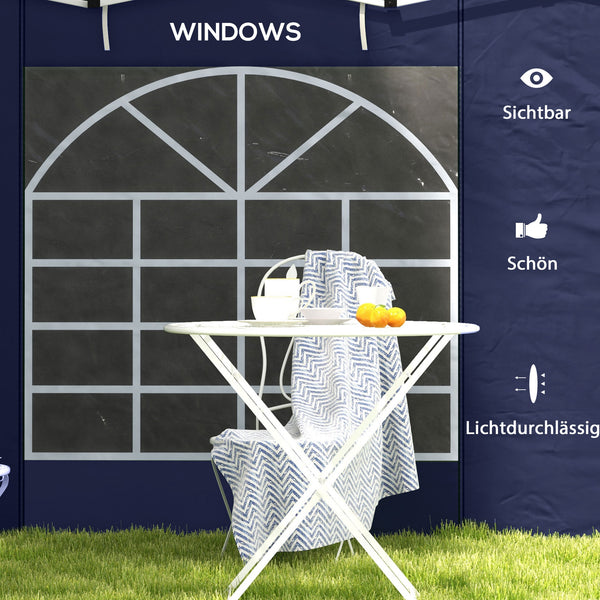 Seitenwände 3x3/3x6m mit Fenster & Tür Blau