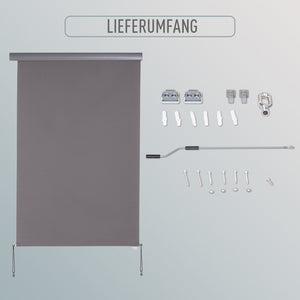 Senkrechtmarkise Balkon Sichtschutz mit Kurbel 200x120cm grau