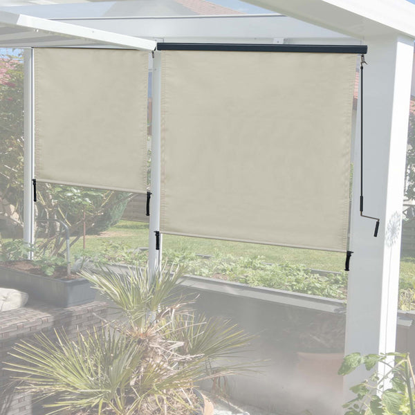 Senkrechtmarkise Sichtschutz Rollo UV-Schutz 250x180cm creme