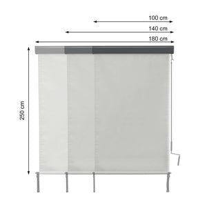Senkrechtmarkise Sichtschutz Rollo UV-Schutz 250x180cm creme