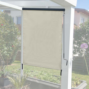 Senkrechtmarkise Aussenrollo 250x100cm UV-Schutz creme-beige