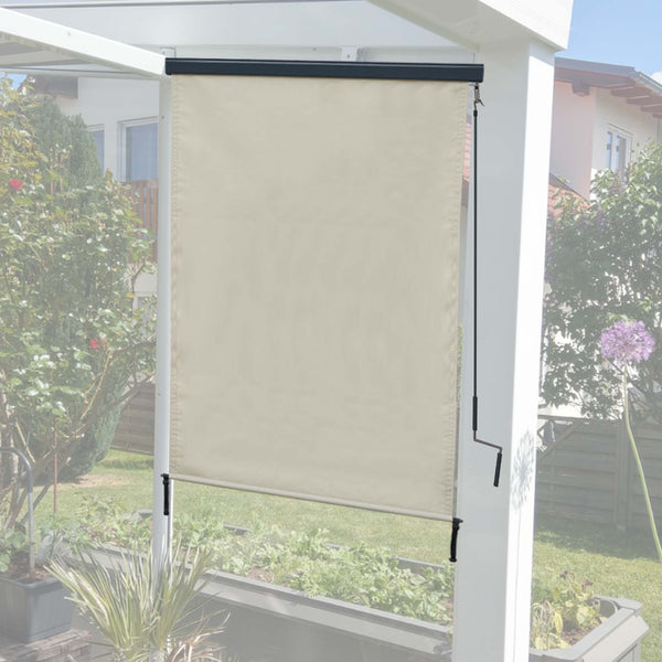 Senkrechtmarkise Aussenrollo 250x100cm UV-Schutz creme-beige