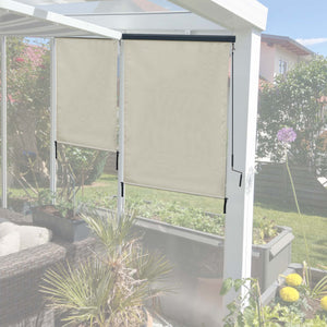 Senkrechtmarkise Aussenrollo 250x100cm UV-Schutz creme-beige