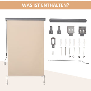Senkrechtmarkise Balkon Sichtschutz Windschutz mit Handkurbel cremeweiss