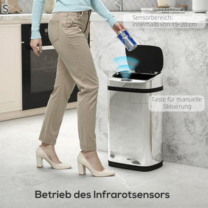 Sensor Mülleimer automatisch für Küche und Büro 30L Edelstahl