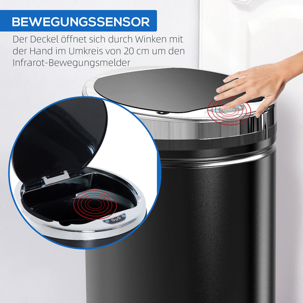 Sensor Mülleimer automatischer Abfalleimer für Küche 42L Edelstahl
