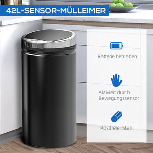 Sensor Mülleimer automatischer Abfalleimer für Küche 42L Edelstahl