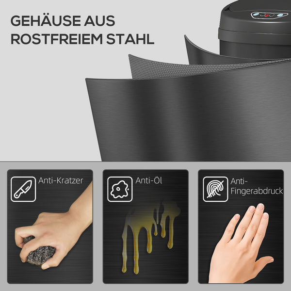 Sensor Mülleimer berührungslos für Küche 42L Edelstahl