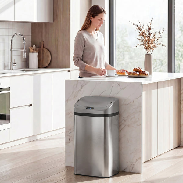 Sensor-Mülleimer automatisch für Küche Büro 48L Edelstahl