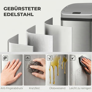 Sensor-Mülleimer automatisch für Küche Büro 48L Edelstahl