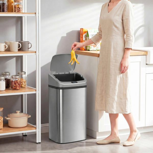 Sensor-Mülleimer automatisch für Küche Büro 48L Edelstahl