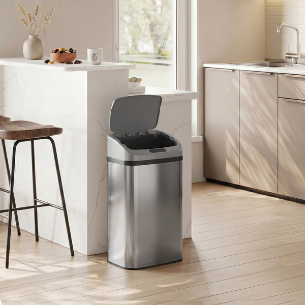 Sensor-Mülleimer automatisch für Küche Büro 48L Edelstahl