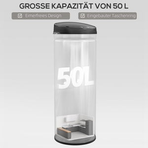 Sensor Mülleimer berührungslos für Küche Büro 50L Edelstahl