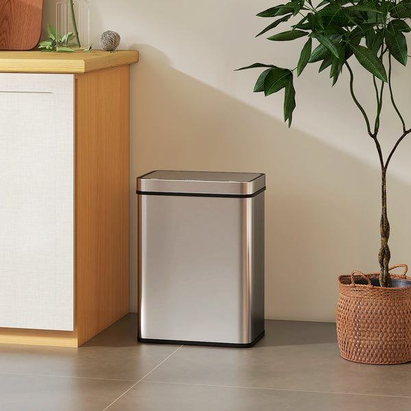 Sensor Mülleimer mit automatischem Deckel 50L Edelstahl silber