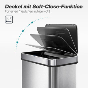 Sensor Mülleimer mit automatischem Deckel 50L Edelstahl silber