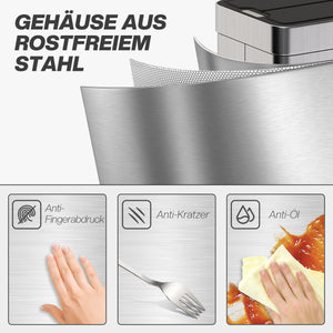 Sensor Mülleimer automatisch mit Schmetterlingsdeckel 55L Edelstahl